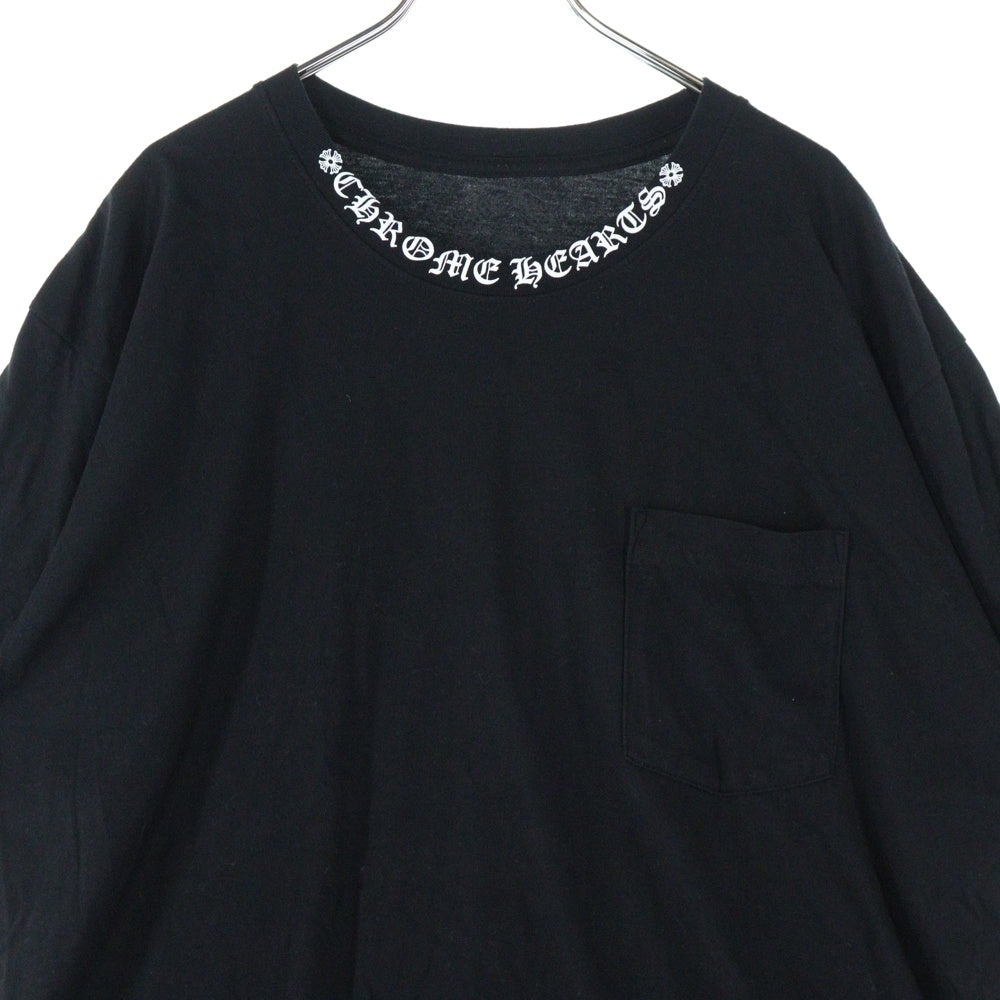 CHROME HEARTS(クロムハーツ) NECK LOGO S/S TEE ネックロゴプリント クルーネック半袖Tシャツカットソー ブラック