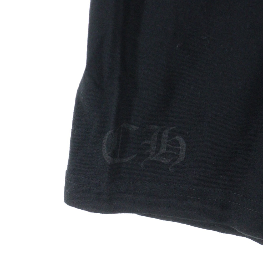 CHROME HEARTS(クロムハーツ) NECK LOGO S/S TEE ネックロゴプリント クルーネック半袖Tシャツカットソー ブラック