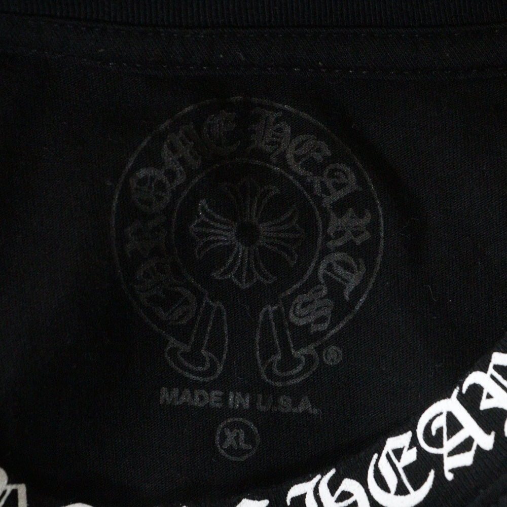 CHROME HEARTS(クロムハーツ) NECK LOGO S/S TEE ネックロゴプリント クルーネック半袖Tシャツカットソー ブラック