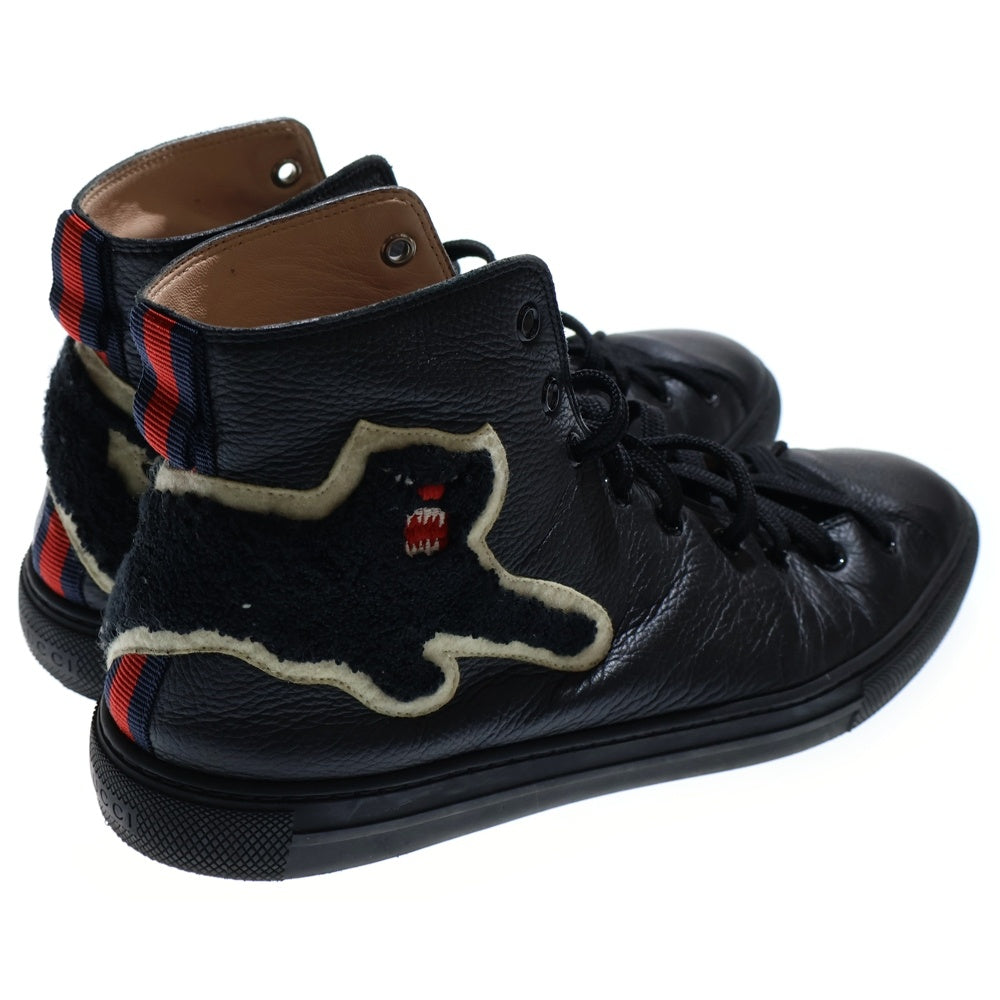 GUCCI(グッチ) パンサーワッペン レザーハイカットスニーカー ブラック 456216