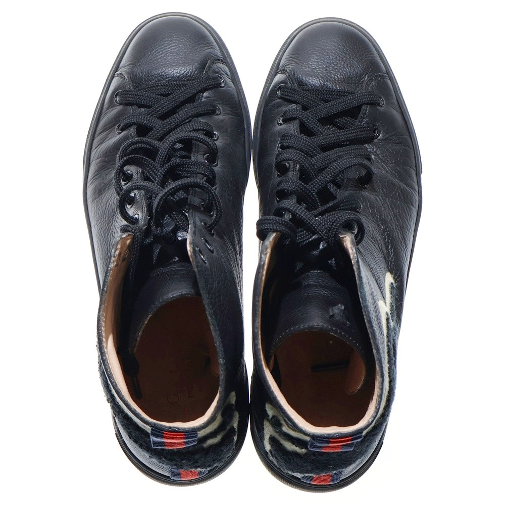 GUCCI(グッチ) パンサーワッペン レザーハイカットスニーカー ブラック 456216