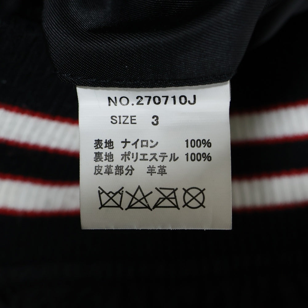 JACKROSE(ジャックローズ) THEROLLINGSTONES/B-TRS RIB BLOUSON ローリングストーンズ 胸ロゴ刺?レザー切替ブルゾンジャケット ブラック
