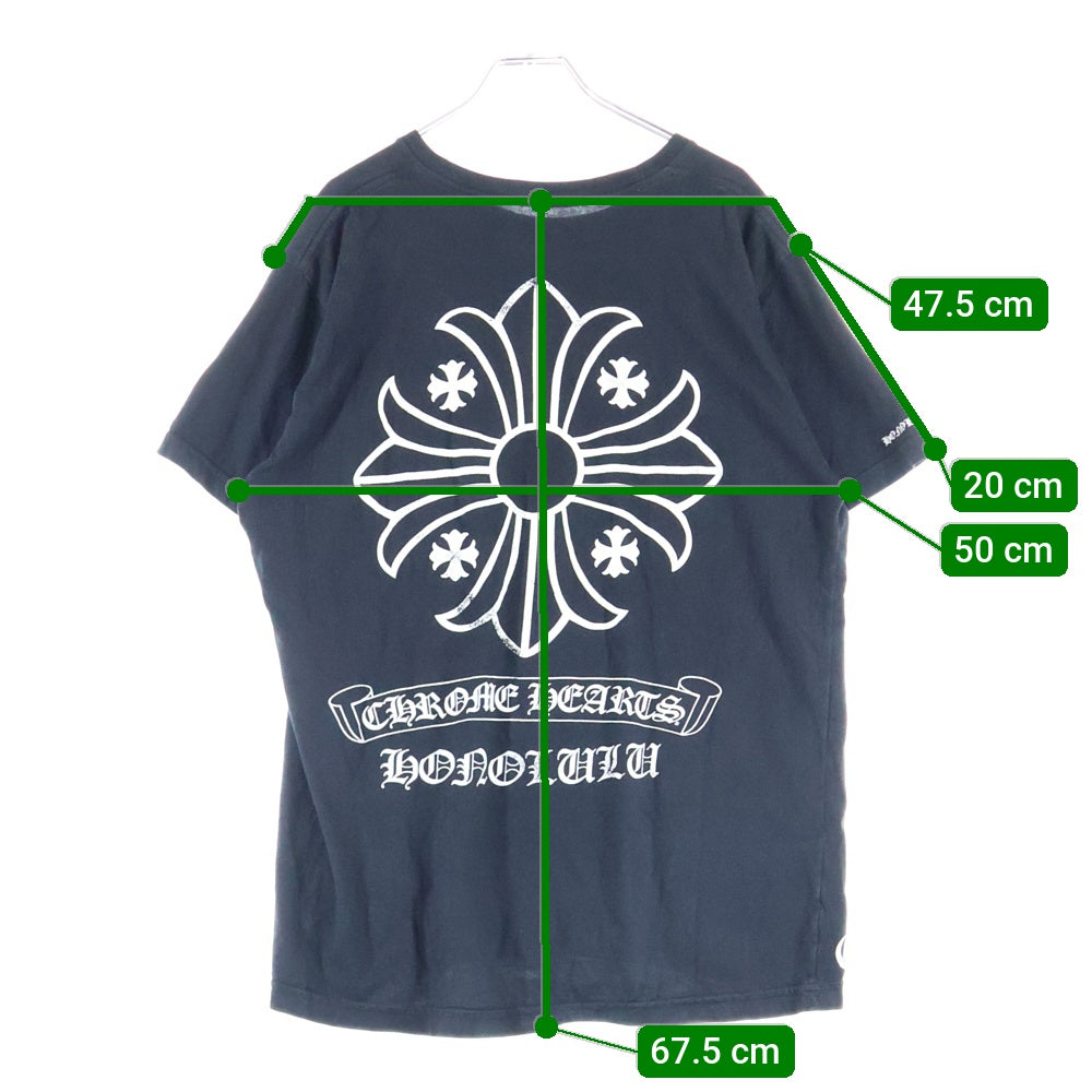 CHROME HEARTS(クロムハーツ) Honolulu Back CH Plus Tee ホノルル バックCHプラス クルーネック半袖Tシャツカットソー ブラック