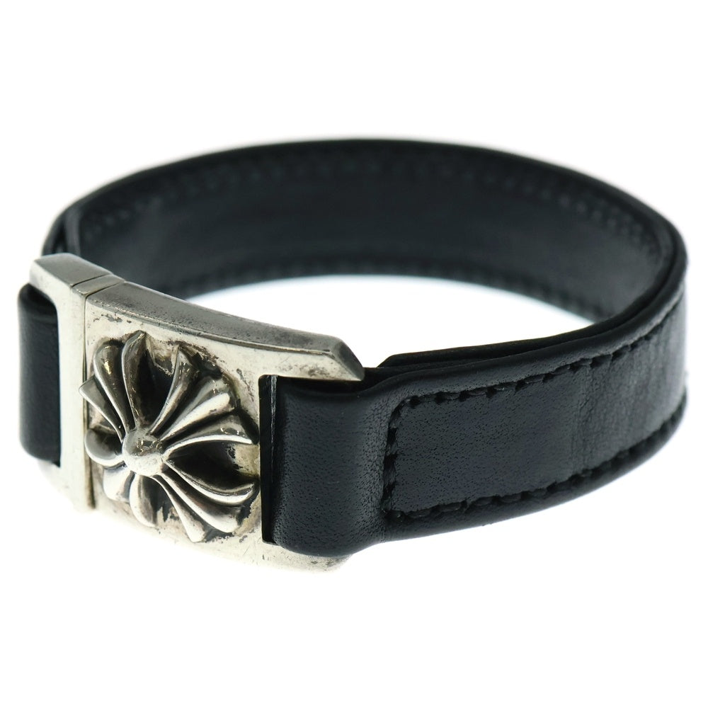CHROME HEARTS(クロムハーツ) HARNESS CLASP ハーネスクラスプ レザーブレスレット ブラック/シルバー