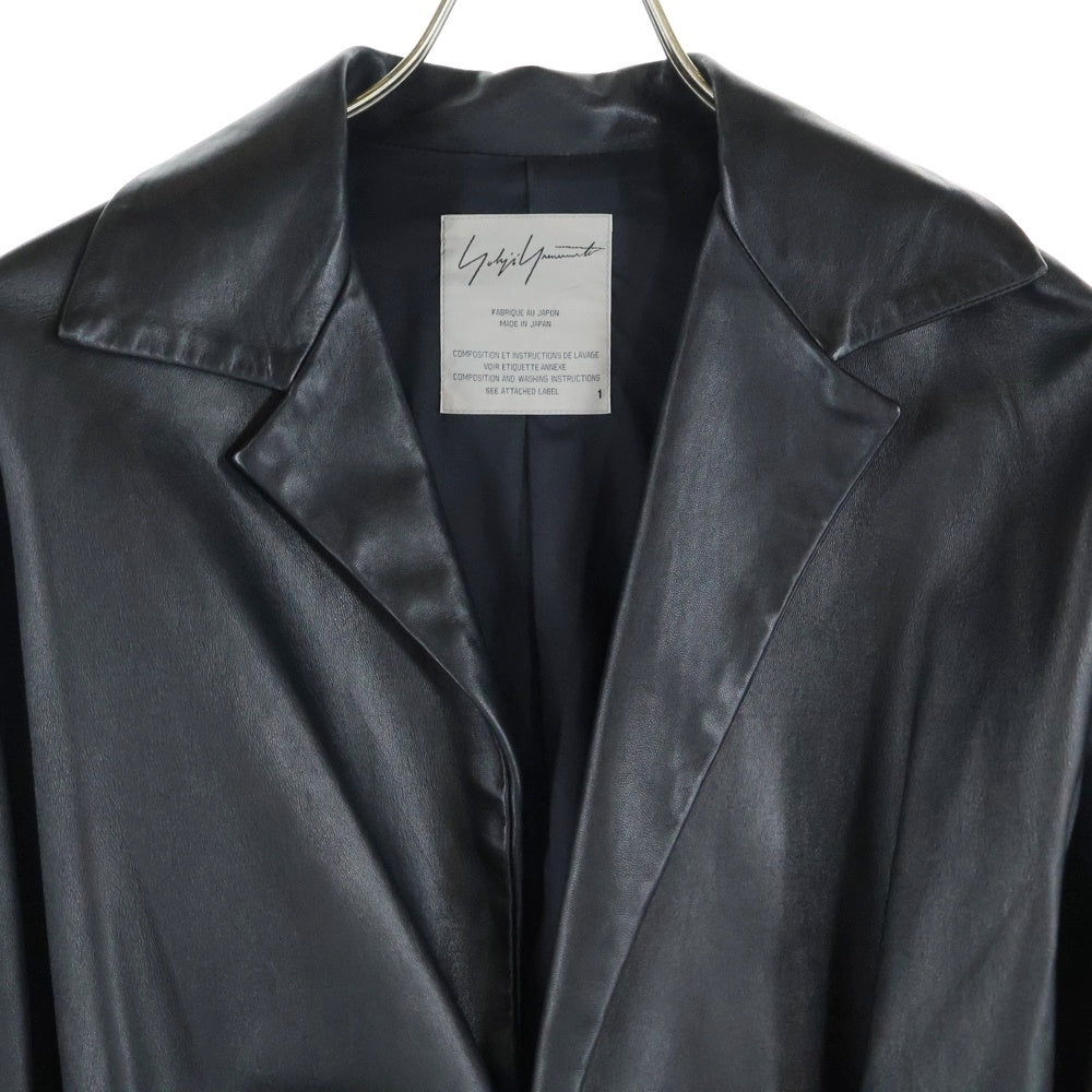 Yohji Yamamoto(ヨウジヤマモト) カットオフデザイン ラムレザージャケット ブラック レディース FU-J04-704
