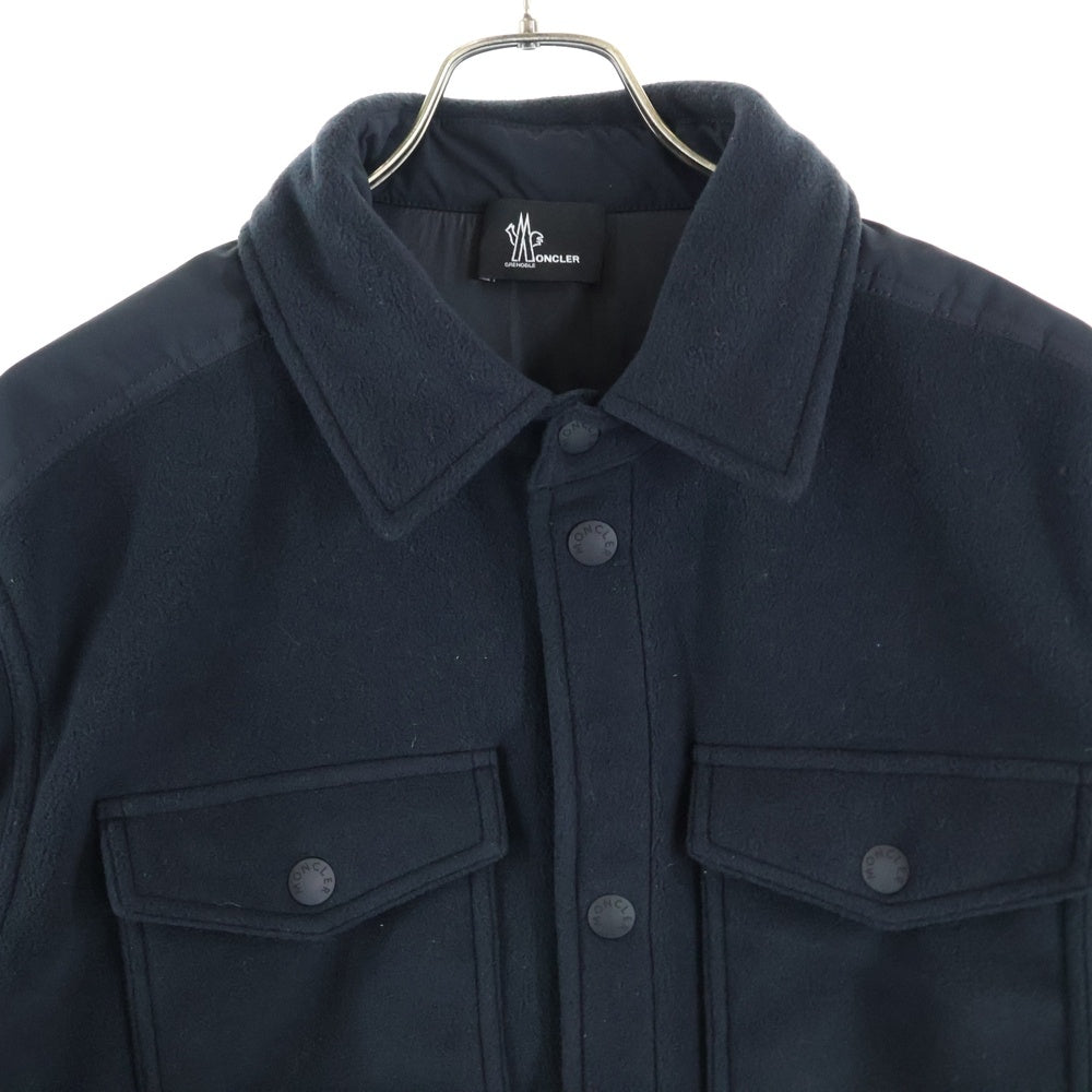 MONCLER GRENOBLE(モンクレールグルノーブル) CAMICIA TOP チェストポケット フリースシャツジャケット ネイビー J20978P00001