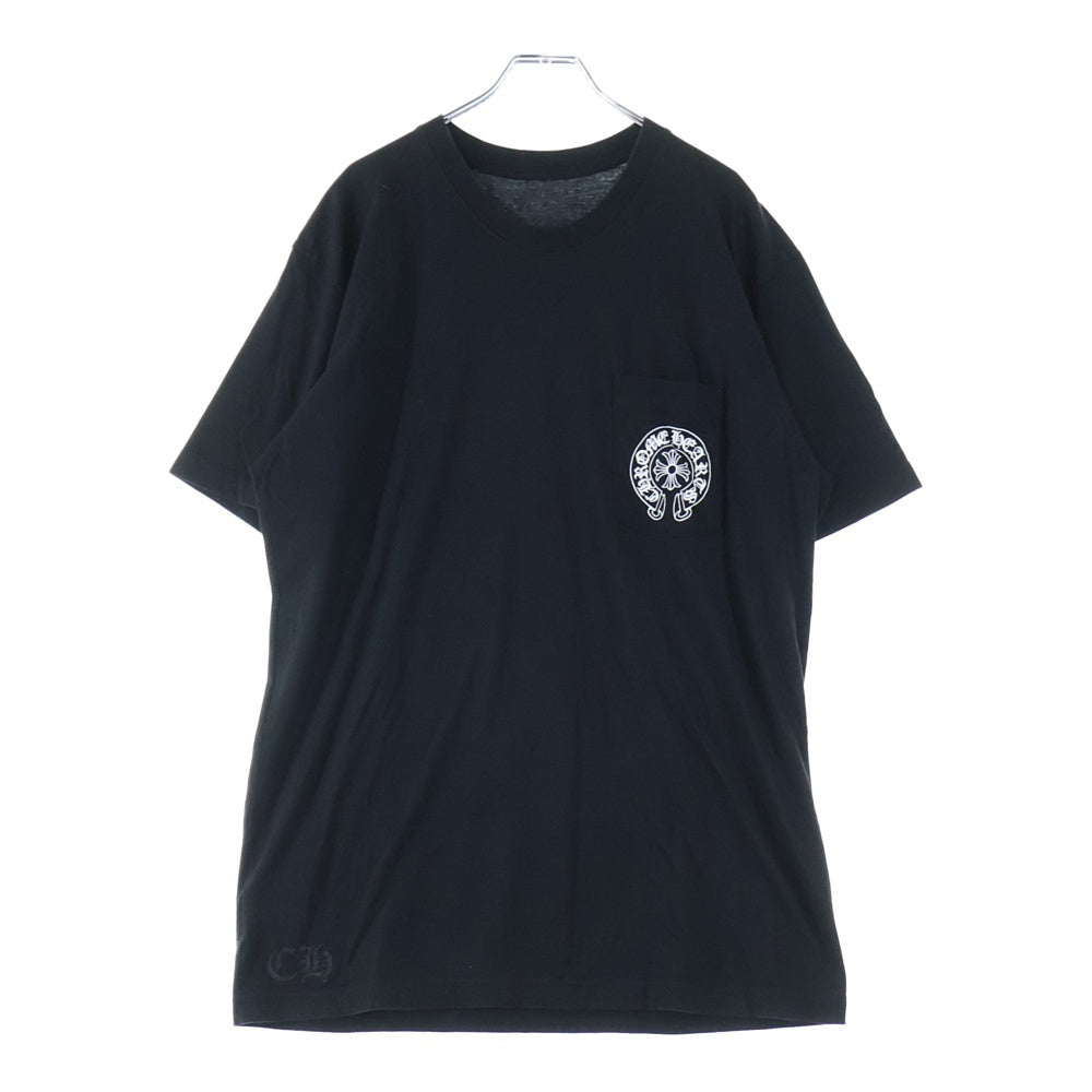 CHROME HEARTS(クロムハーツ) Horseshoe Los Angeles バックホースシュー ロサンゼルス クルーネック半袖Tシャツカットソー ブラック