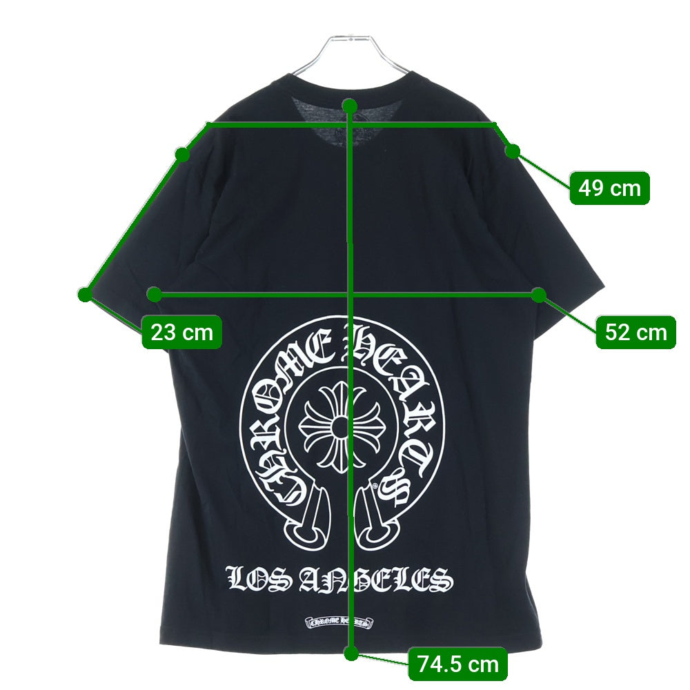 CHROME HEARTS(クロムハーツ) Horseshoe Los Angeles バックホースシュー ロサンゼルス クルーネック半袖Tシャツカットソー ブラック