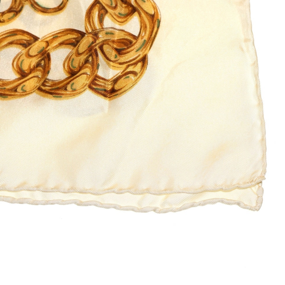 CHANEL(シャネル) ココマーク チェーンデザイン 大判シルクスカーフ ベージュ