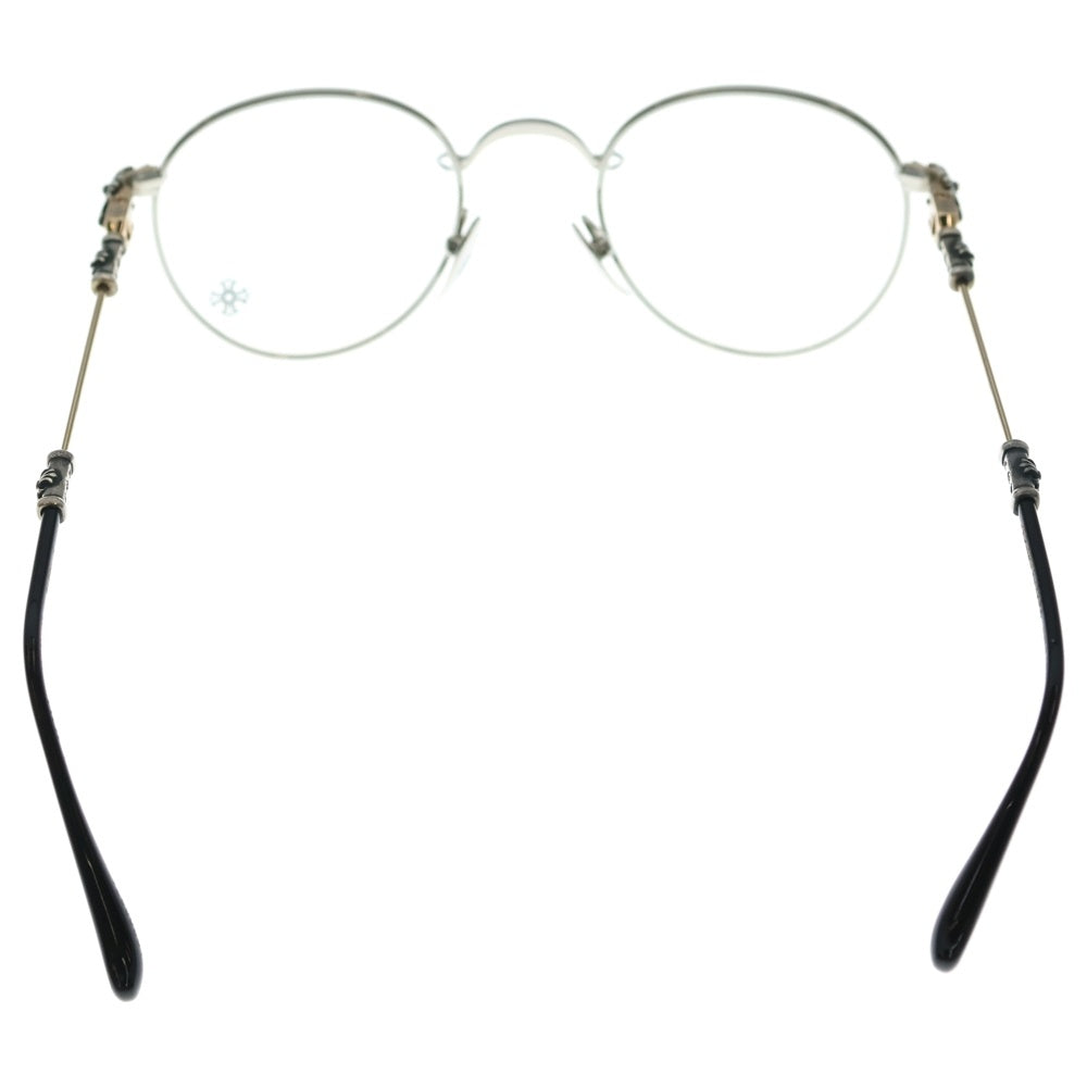 CHROME HEARTS(クロムハーツ) BUBBA-A クロステンプル メタルフレームラウンドサングラス アイウェア 眼鏡 シルバー/ブラック