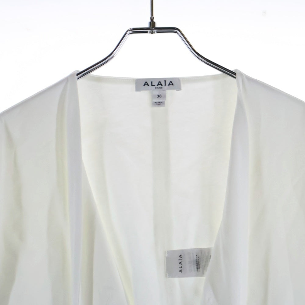 ALAIA(アライア) ウエストストラップ ロゴクロップトップ レディース ホワイト AA9H04084J010