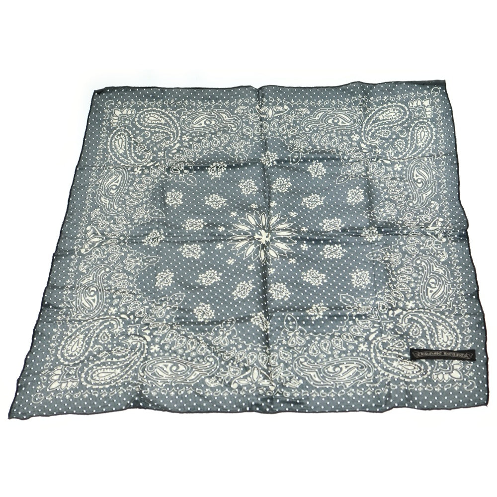 CHROME HEARTS(クロムハーツ) CHプラス ペイズリー柄 バンダナ スカーフ ブラック