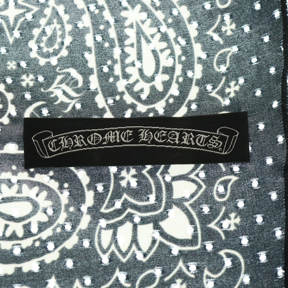 CHROME HEARTS(クロムハーツ) CHプラス ペイズリー柄 バンダナ スカーフ ブラック