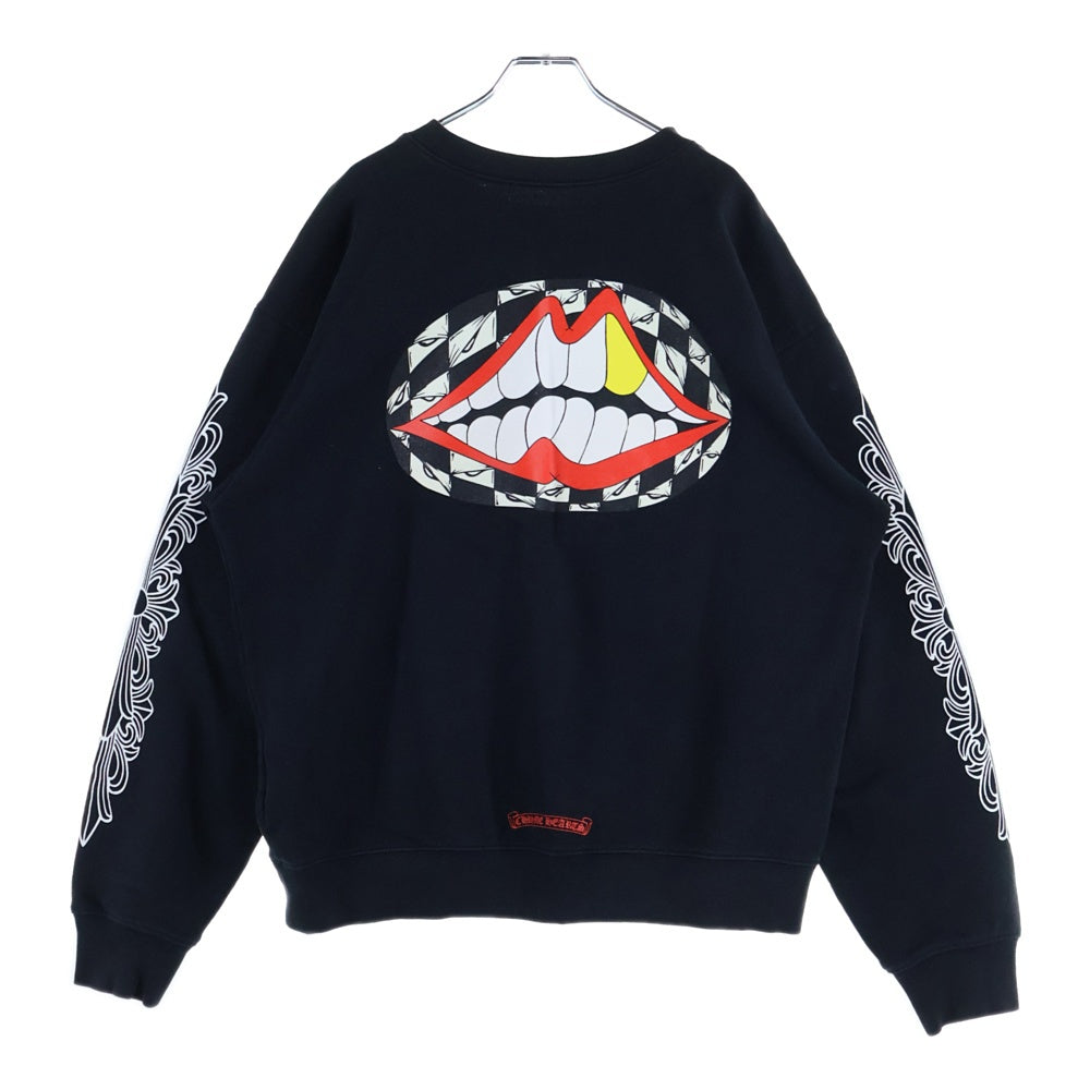 CHROME HEARTS(クロムハーツ) ×MATTYBOY 99Eyes Chomper SWTSHRT PLVR ×マッティボーイ 袖フローラルプリント クルーネックスウェットトレーナー ブラック