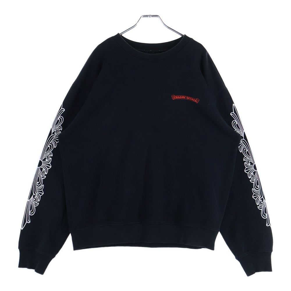 CHROME HEARTS(クロムハーツ) ×MATTYBOY 99Eyes Chomper SWTSHRT PLVR ×マッティボーイ 袖フローラルプリント クルーネックスウェットトレーナー ブラック