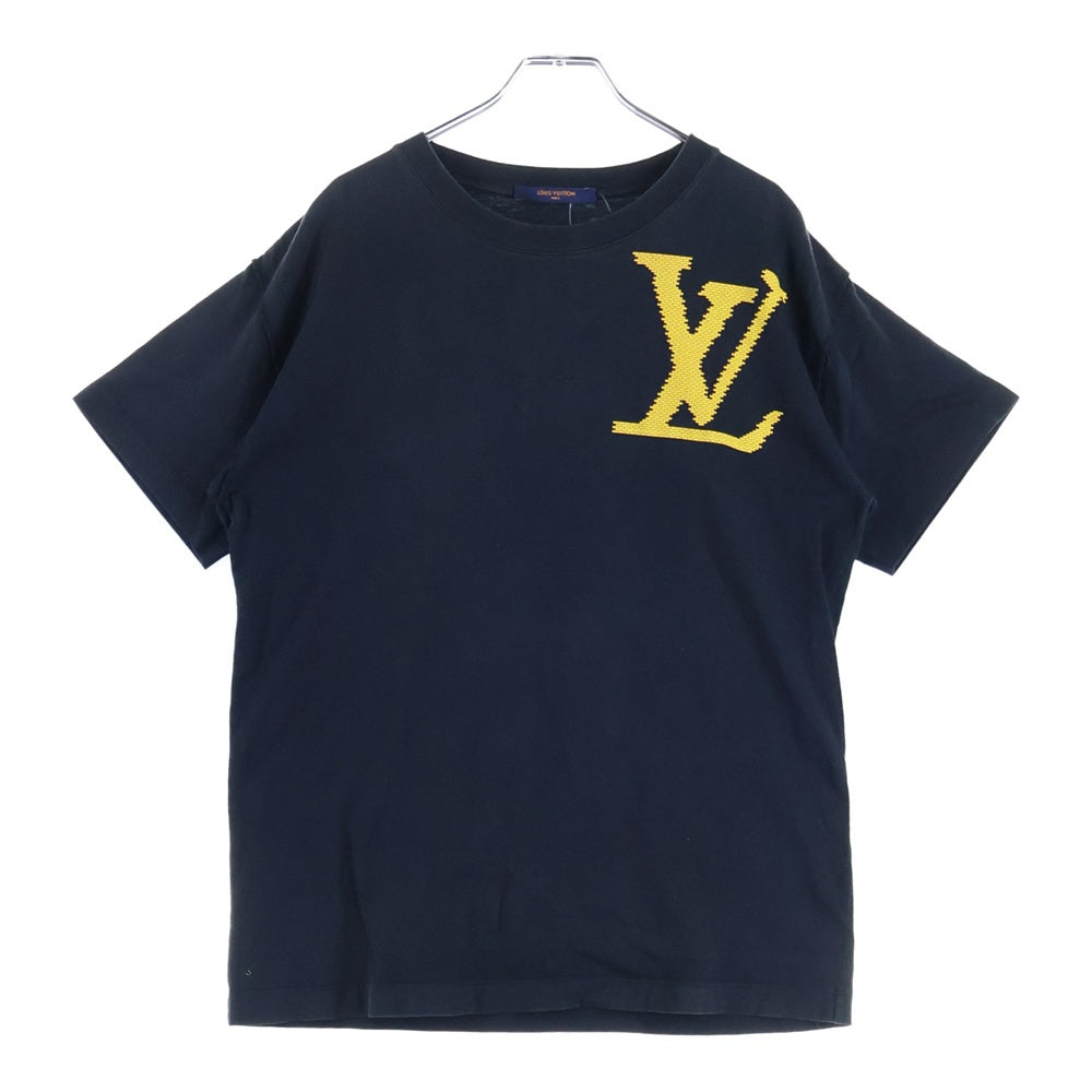 LOUIS VUITTON(ルイヴィトン) LVロゴ ブリックプリント クルーネック半袖Tシャツカットソー ブラック RM191 LVO HGY97W