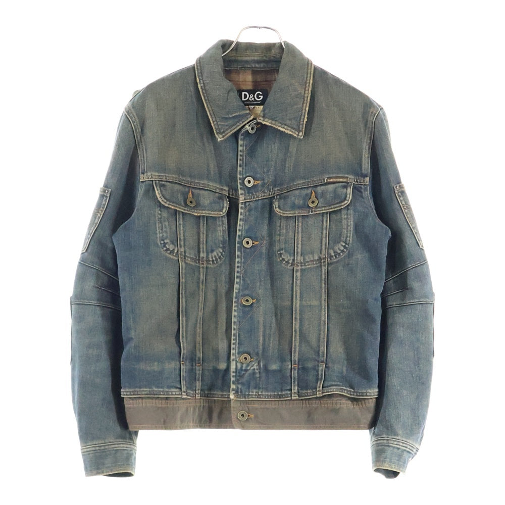 DOLCE & GABBANA(ドルチェアンドガッバーナ) 03AW Double waisted multi pockets Denim jacket ダブルウェステッドマルチポケット ダメージ加工デニムジャケット インディゴ