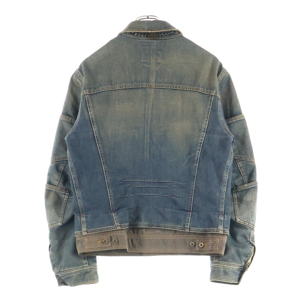 DOLCE & GABBANA(ドルチェアンドガッバーナ) 03AW Double waisted multi pockets Denim jacket ダブルウェステッドマルチポケット ダメージ加工デニムジャケット インディゴ