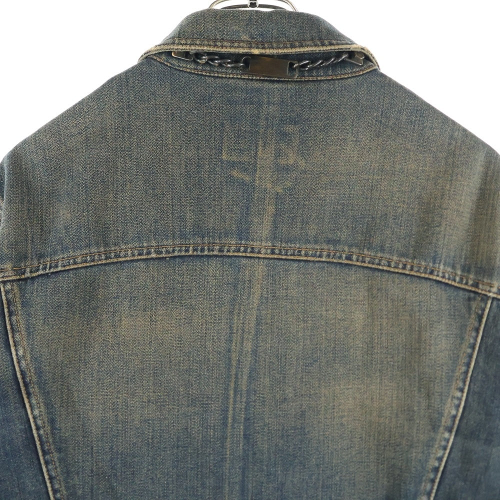 DOLCE & GABBANA(ドルチェアンドガッバーナ) 03AW Double waisted multi pockets Denim jacket ダブルウェステッドマルチポケット ダメージ加工デニムジャケット インディゴ