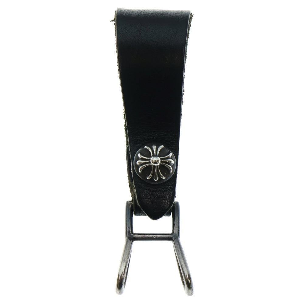 CHROME HEARTS(クロムハーツ) BELT LOOP クロスボールボタンレザーベルトループ シルバー/ブラック BCA397