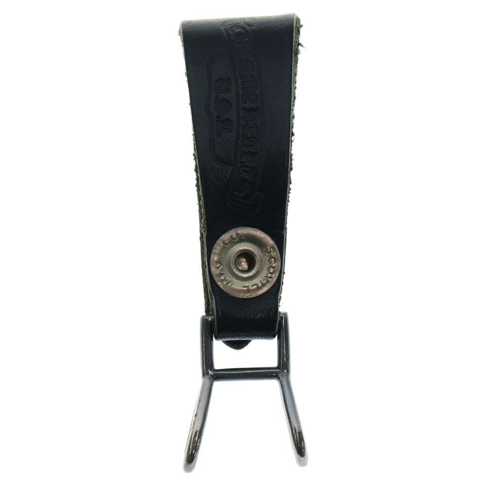 CHROME HEARTS(クロムハーツ) BELT LOOP クロスボールボタンレザーベルトループ シルバー/ブラック BCA397
