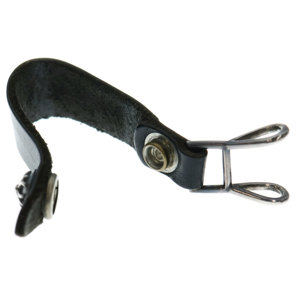 CHROME HEARTS(クロムハーツ) BELT LOOP クロスボールボタンレザーベルトループ シルバー/ブラック BCA397