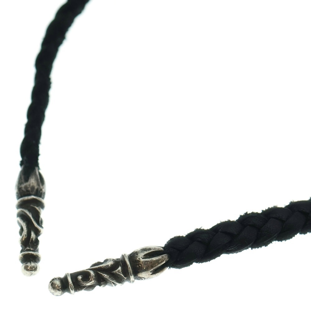 CHROME HEARTS(クロムハーツ) LEATHER BRAID SCROLL ネックレス レザーブレイドネックレス ブラック/シルバー BCA377