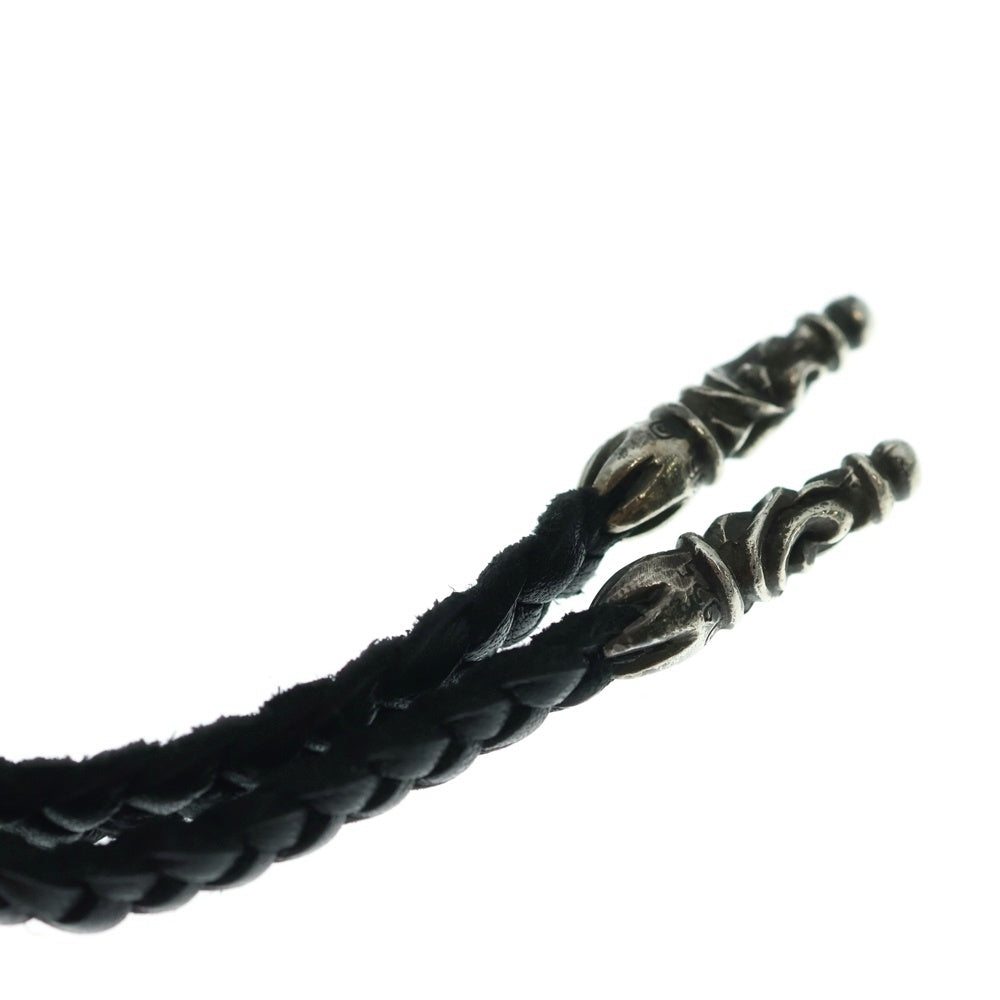 CHROME HEARTS(クロムハーツ) LEATHER BRAID SCROLL ネックレス レザーブレイドネックレス ブラック/シルバー BCA377