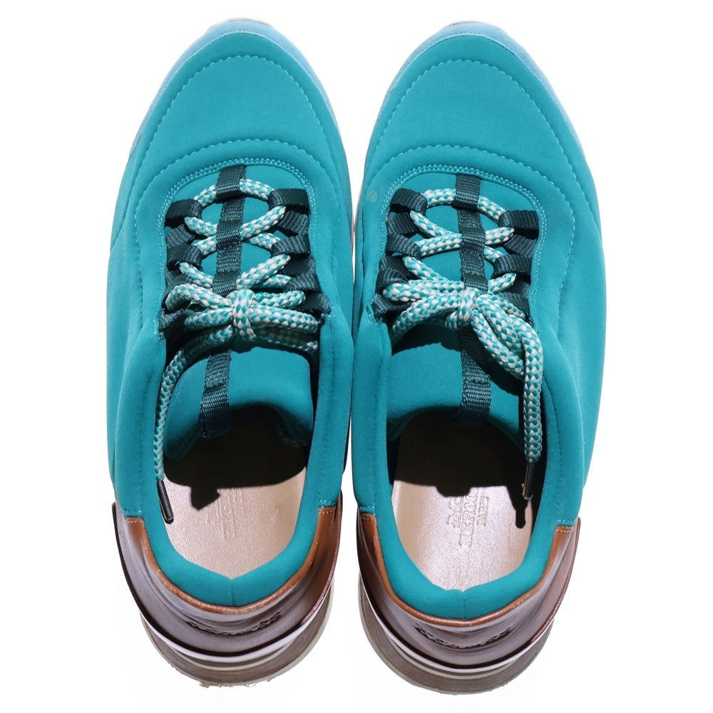 HERMES(エルメス) Miles マイルス ファブリック レザー切り替え ローカットスニーカー グリーン