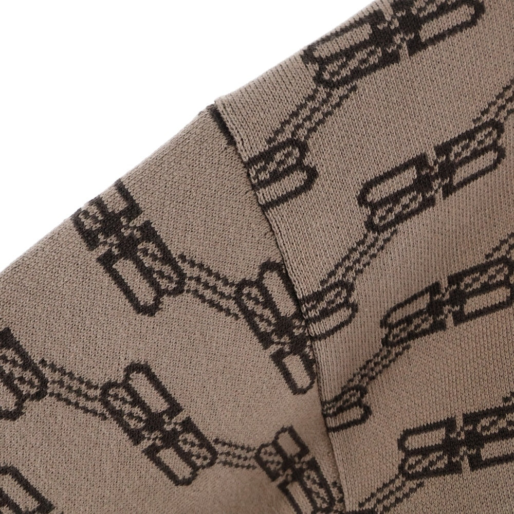 BALENCIAGA(バレンシアガ) 23SS 総柄モノグラムBBロゴ長袖ニット ブラウン P144 705033 T3253 9378