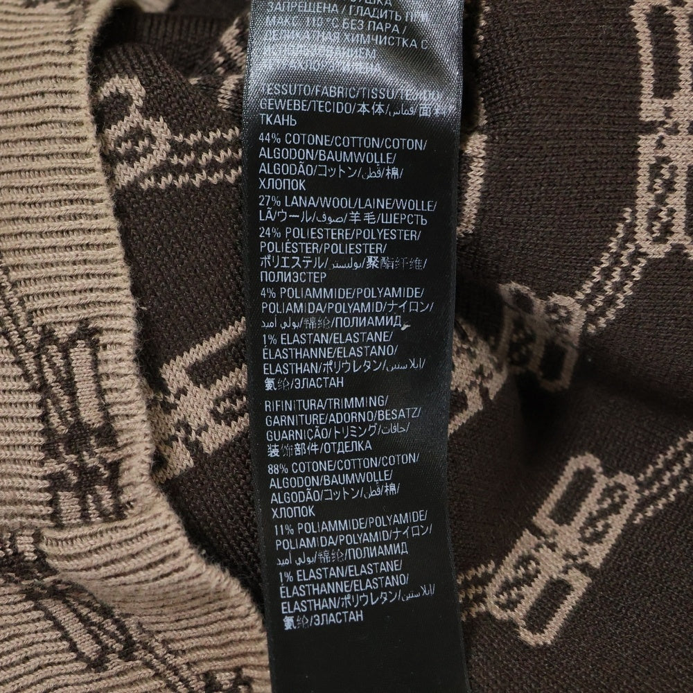 BALENCIAGA(バレンシアガ) 23SS 総柄モノグラムBBロゴ長袖ニット ブラウン P144 705033 T3253 9378