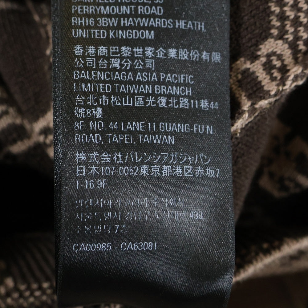 BALENCIAGA(バレンシアガ) 23SS 総柄モノグラムBBロゴ長袖ニット ブラウン P144 705033 T3253 9378