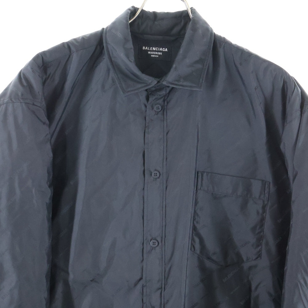 BALENCIAGA(バレンシアガ) 22SS 総柄ロゴキルティングナイロンコーチジャケット ブラック NC69 681457 TK040 1000