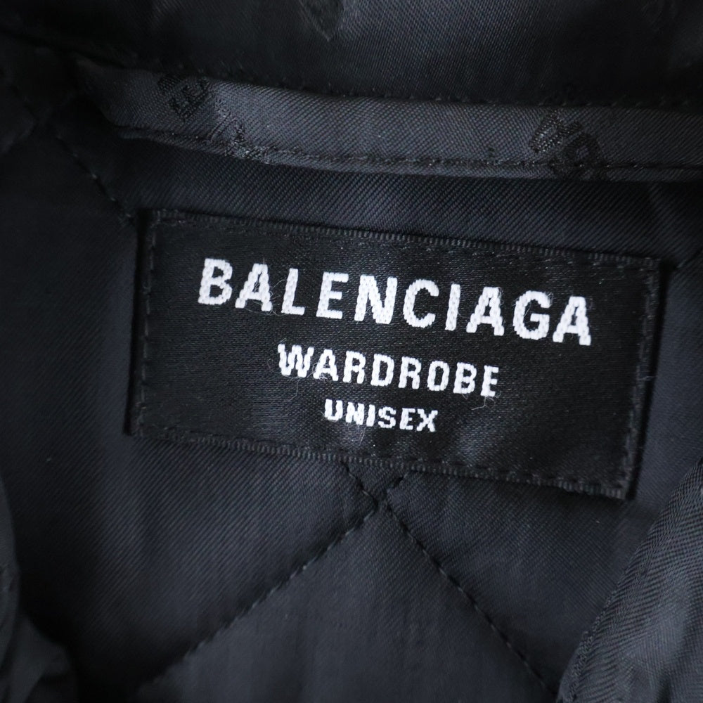 BALENCIAGA(バレンシアガ) 22SS 総柄ロゴキルティングナイロンコーチジャケット ブラック NC69 681457 TK040 1000