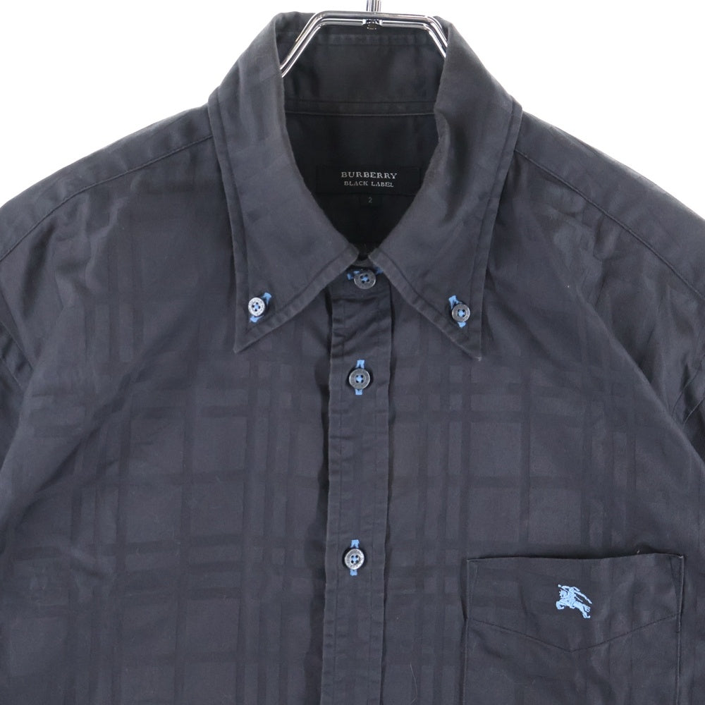 BURBERRY BLACK LABEL(バーバリー ブラックレーベル) チェック柄 半袖シャツ ブラック BMW30-909-08
