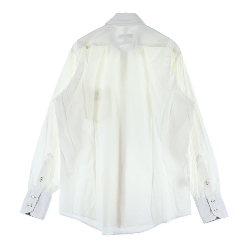 BURBERRY BLACK LABEL(バーバリー ブラックレーベル) 襟チェック柄 長袖シャツ ホワイト BMW80-301-02