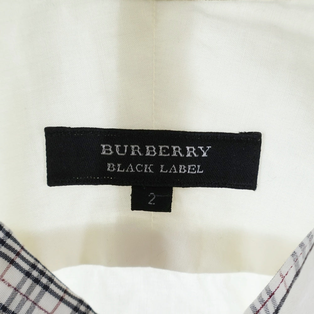 BURBERRY BLACK LABEL(バーバリー ブラックレーベル) 襟チェック柄 長袖シャツ ホワイト BMW80-301-02