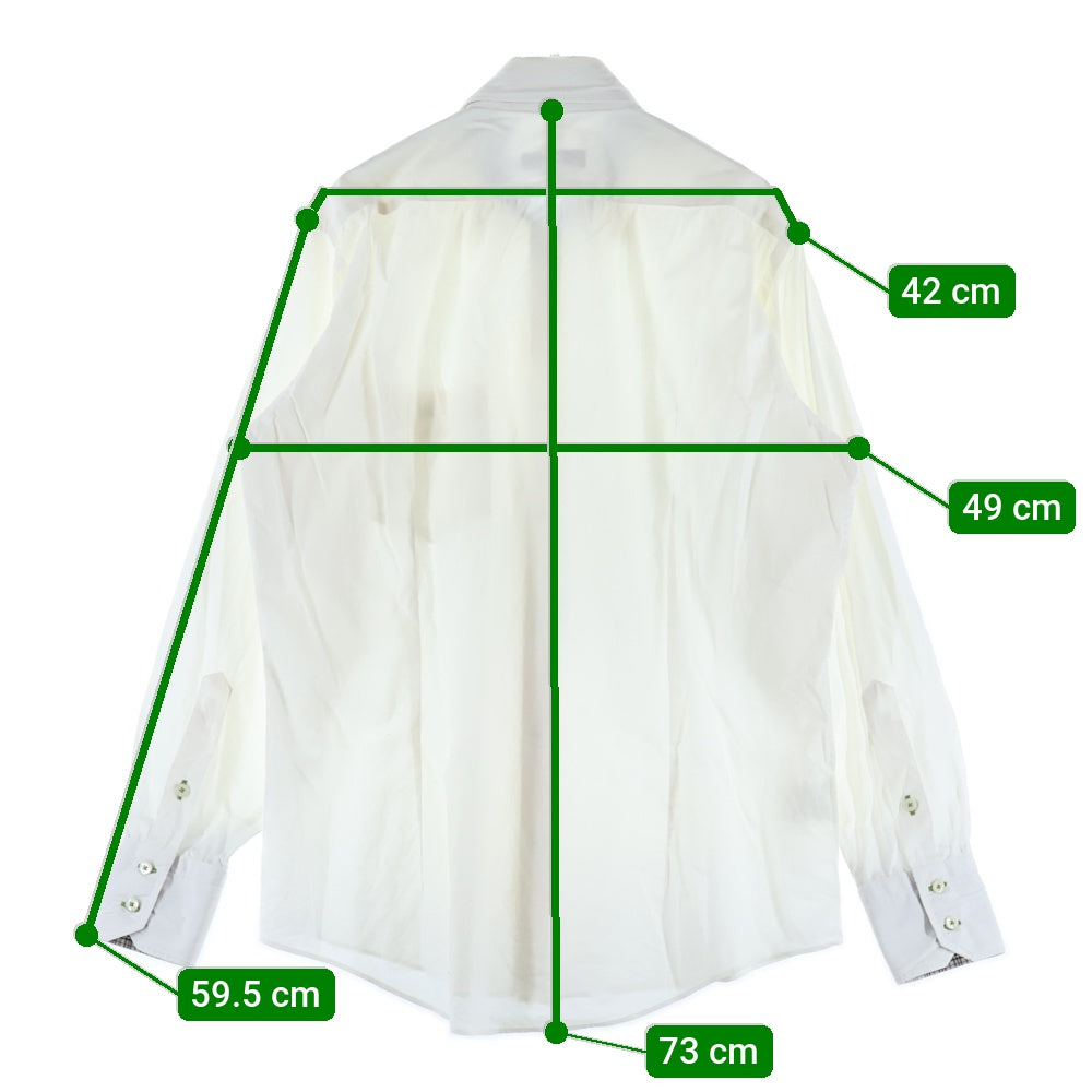 BURBERRY BLACK LABEL(バーバリー ブラックレーベル) 襟チェック柄 長袖シャツ ホワイト BMW80-301-02