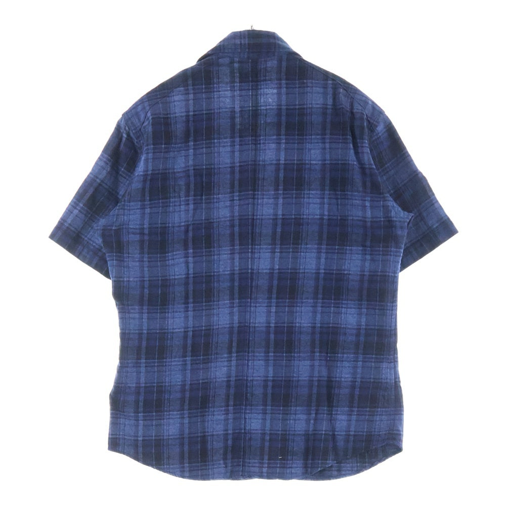 BURBERRY BLACK LABEL(バーバリー ブラックレーベル) チェック柄 コットン半袖シャツ ネイビー BMW15-215-28