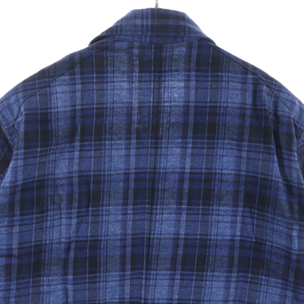 BURBERRY BLACK LABEL(バーバリー ブラックレーベル) チェック柄 コットン半袖シャツ ネイビー BMW15-215-28