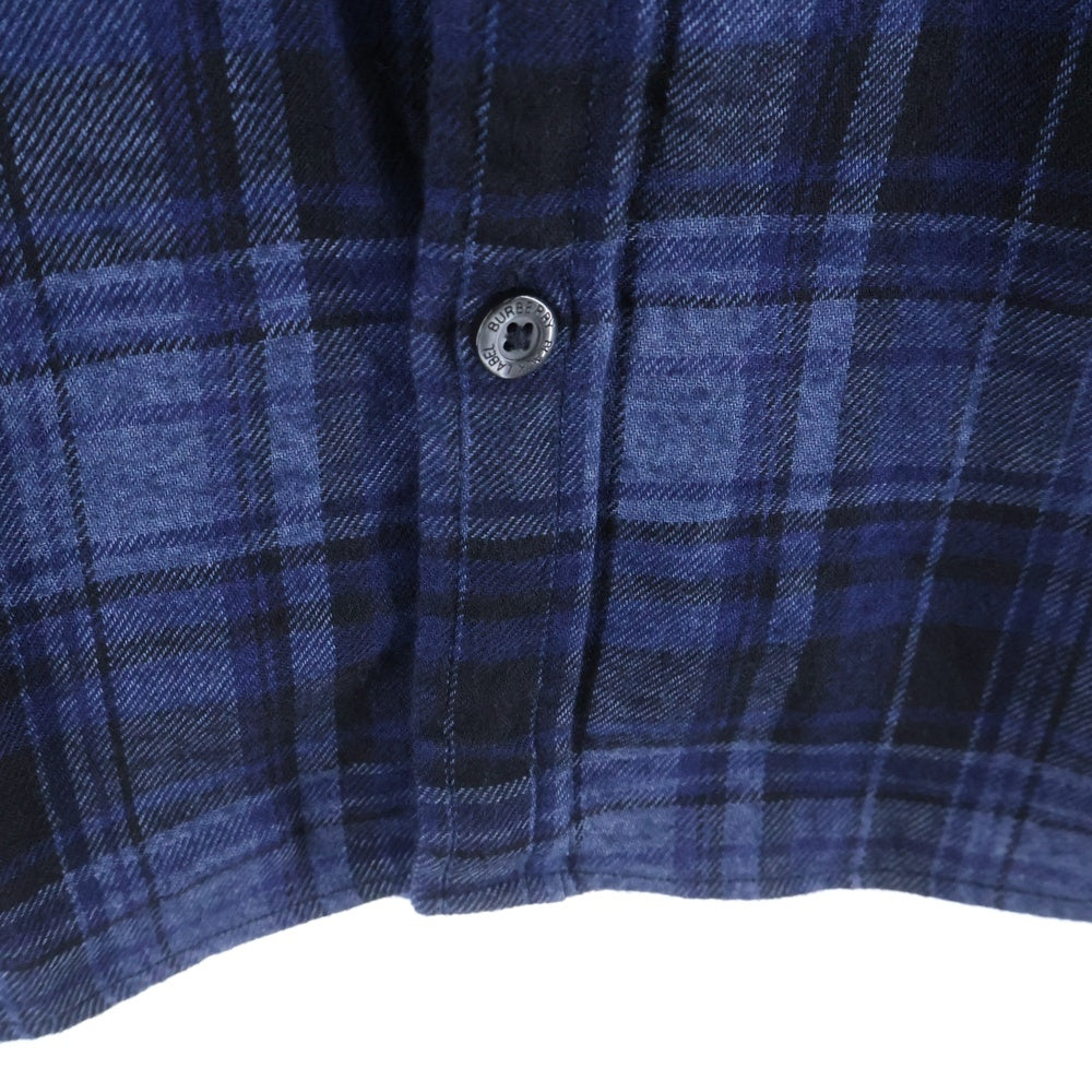 BURBERRY BLACK LABEL(バーバリー ブラックレーベル) チェック柄 コットン半袖シャツ ネイビー BMW15-215-28