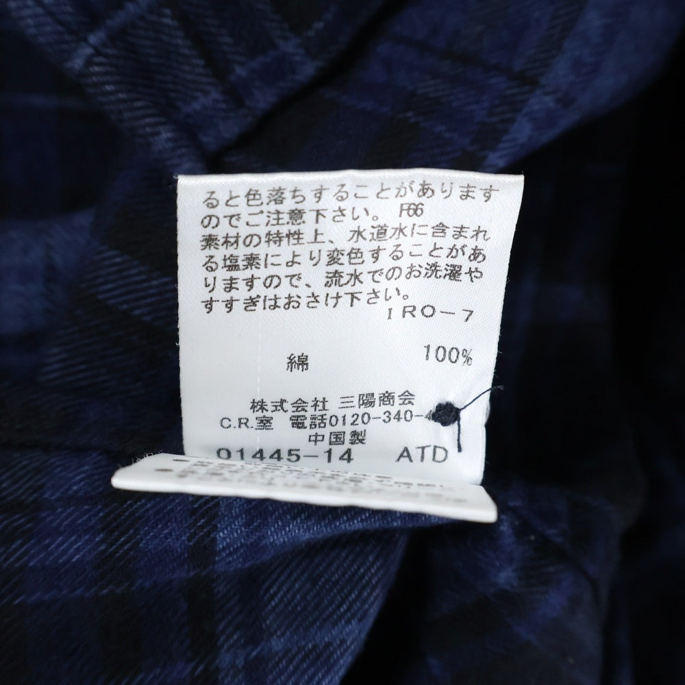 BURBERRY BLACK LABEL(バーバリー ブラックレーベル) チェック柄 コットン半袖シャツ ネイビー BMW15-215-28