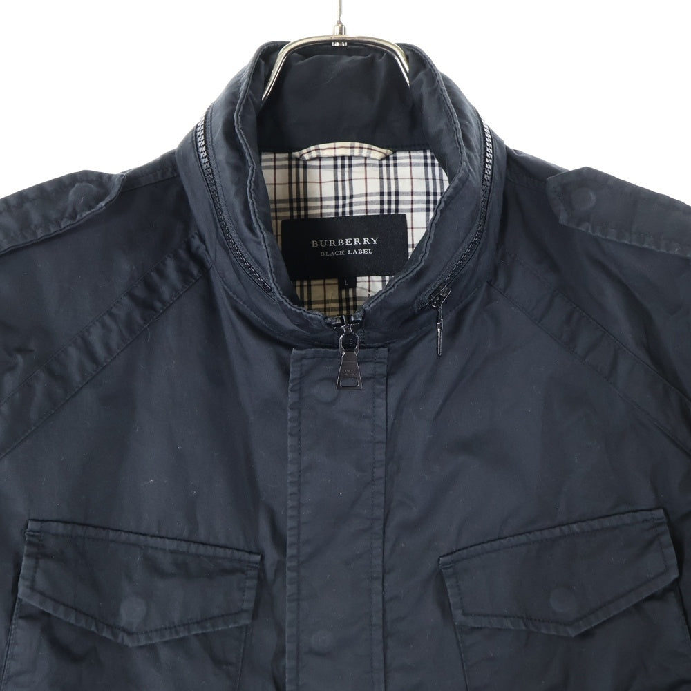 BURBERRY BLACK LABEL(バーバリー ブラックレーベル) ジップアップ フーディーワークジャケット ブラック BMP23-222-09