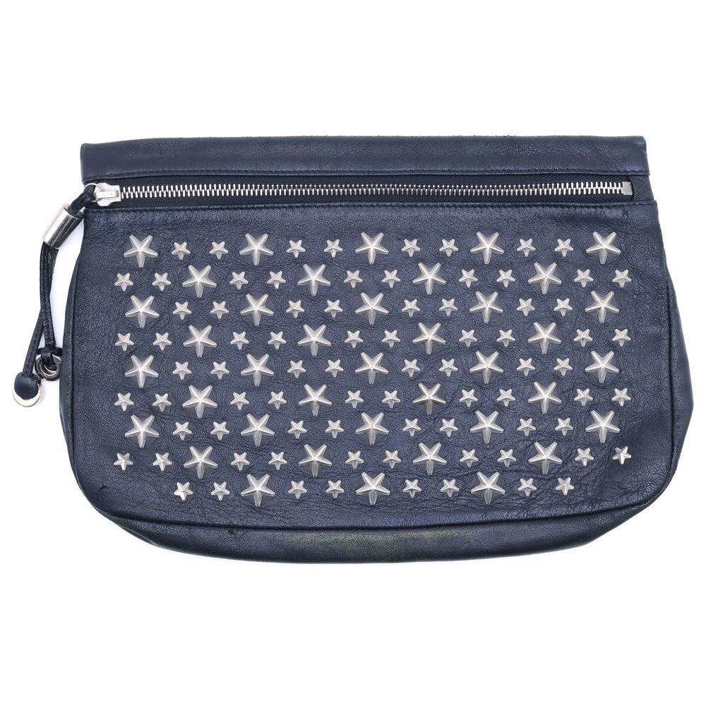 JIMMY CHOO(ジミーチュウ) スタースタッズ レザークラッチバッグ ブラック/シルバー