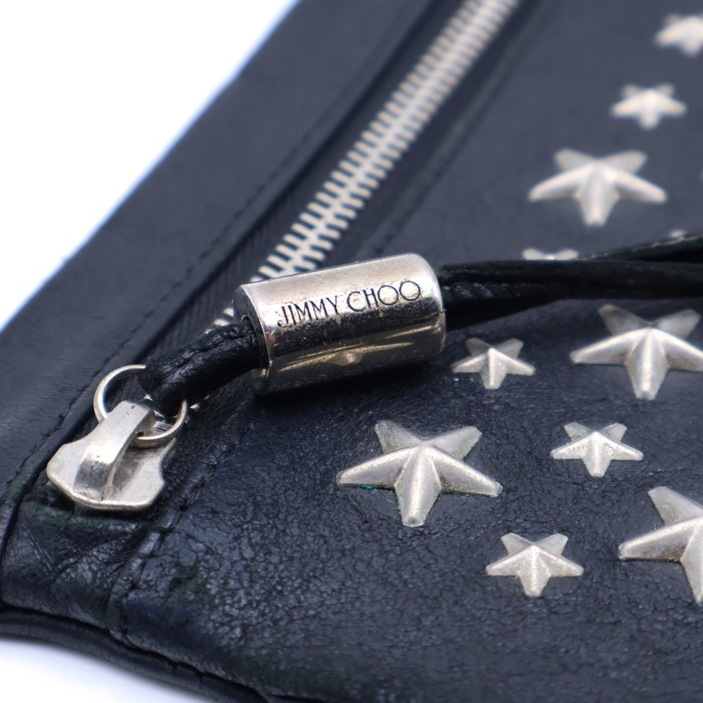 JIMMY CHOO(ジミーチュウ) スタースタッズ レザークラッチバッグ ブラック/シルバー