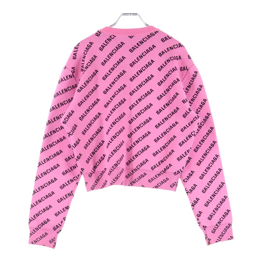 BALENCIAGA(バレンシアガ) Mini Allover Logo オールオーバー総柄クルーネックニットセーター レディース ピンク 704421