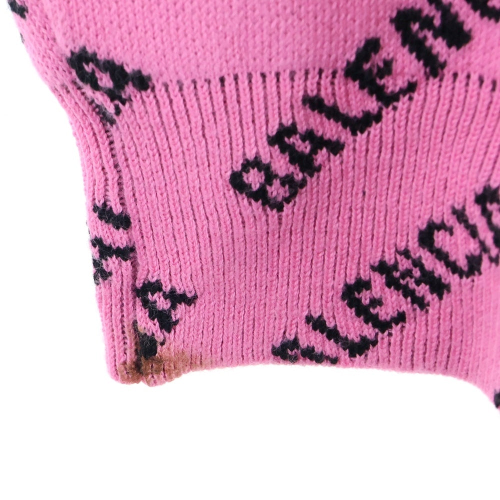 BALENCIAGA(バレンシアガ) Mini Allover Logo オールオーバー総柄クルーネックニットセーター レディース ピンク 704421