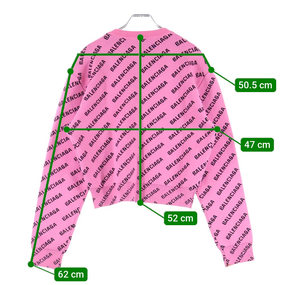 BALENCIAGA(バレンシアガ) Mini Allover Logo オールオーバー総柄クルーネックニットセーター レディース ピンク 704421