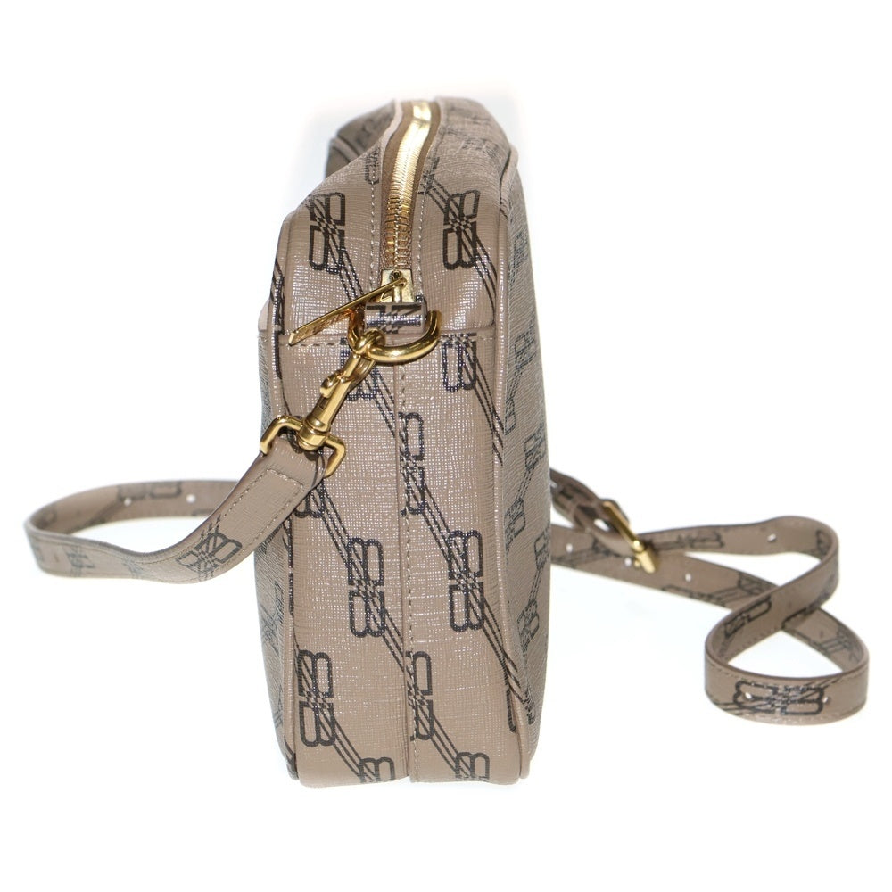 BALENCIAGA(バレンシアガ) BBモノグラム ミディアム総柄レザーショルダーカメラバッグ ブラウン 702723