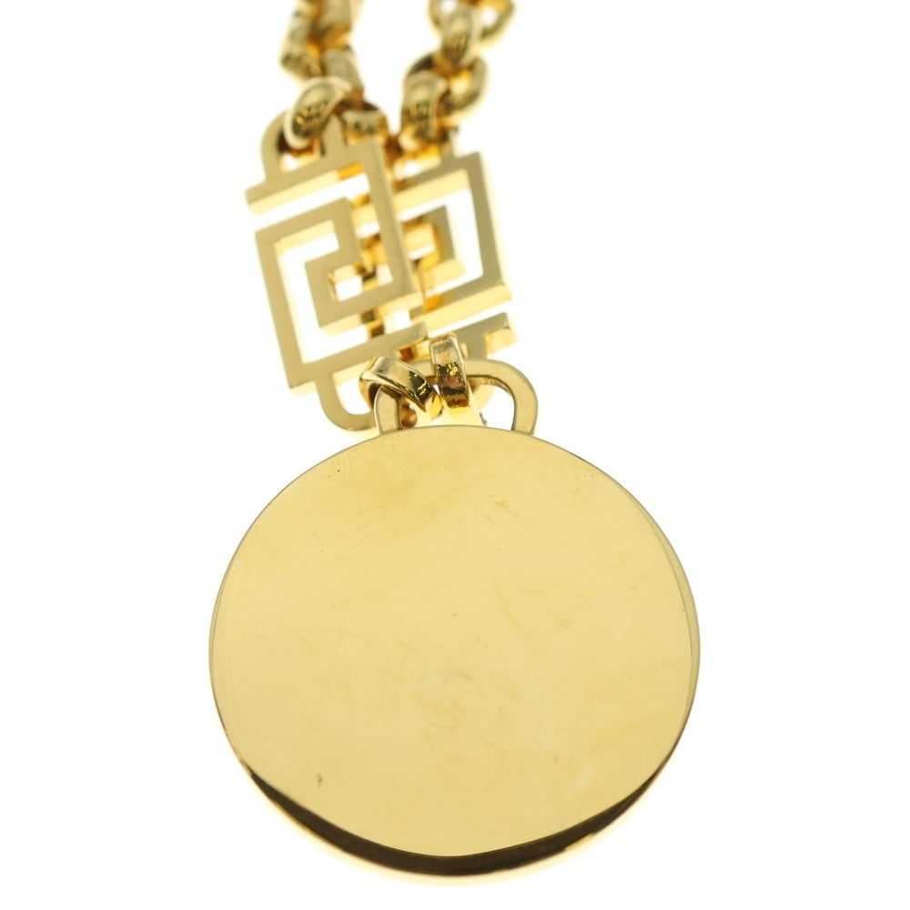 VERSACE(ヴェルサーチ) クリスタル ラ・メデューサ ストーン付きロゴチャームネックレス ゴールド